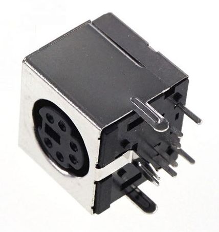DIN-6 mini connector female zwart PCB PS2